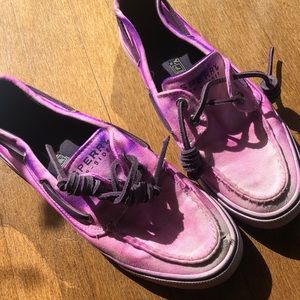 Purple tie dye canvas sperrys!